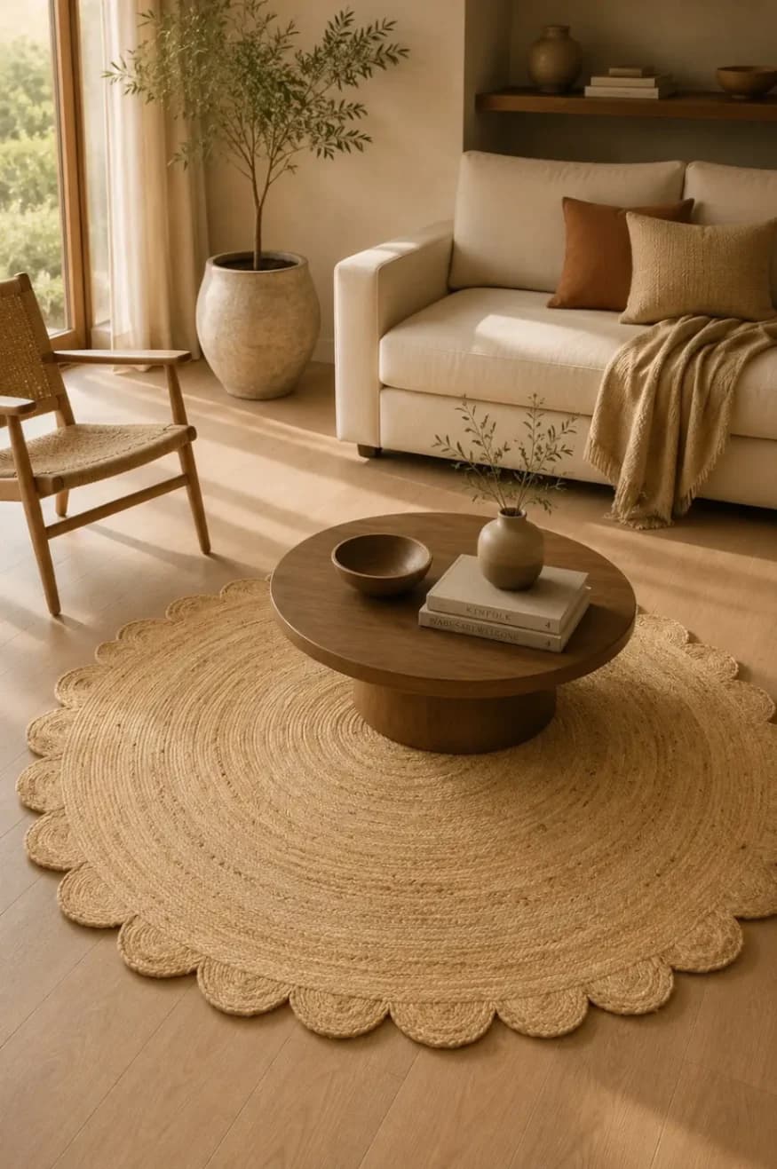 Natural Jute Rug with Scalloped Edge alternate
